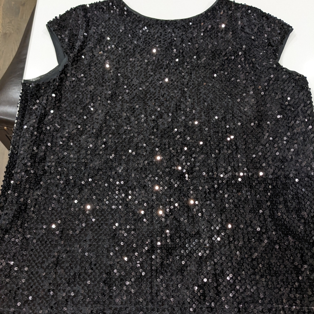 Black Sequin short sleeve Top